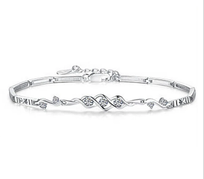

Anenjery Upscale Angel Heart 925 Sterling Silver Fine Wedding Jewelery Purple Clear Crystal Zircon Bracelets pulseras S-B21