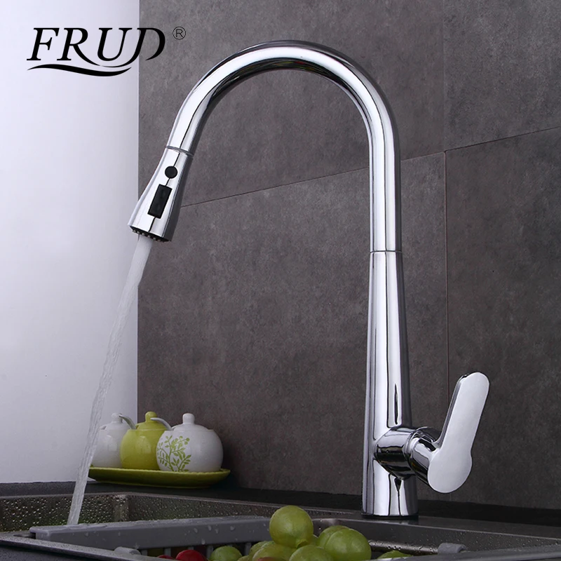 

FRUD New Single Handle Kitchen Faucet Mixer Pull Out Kitchen Tap Single Hole Swivel 360 Degree Water Mixer Tap Mixer Taps Y40061