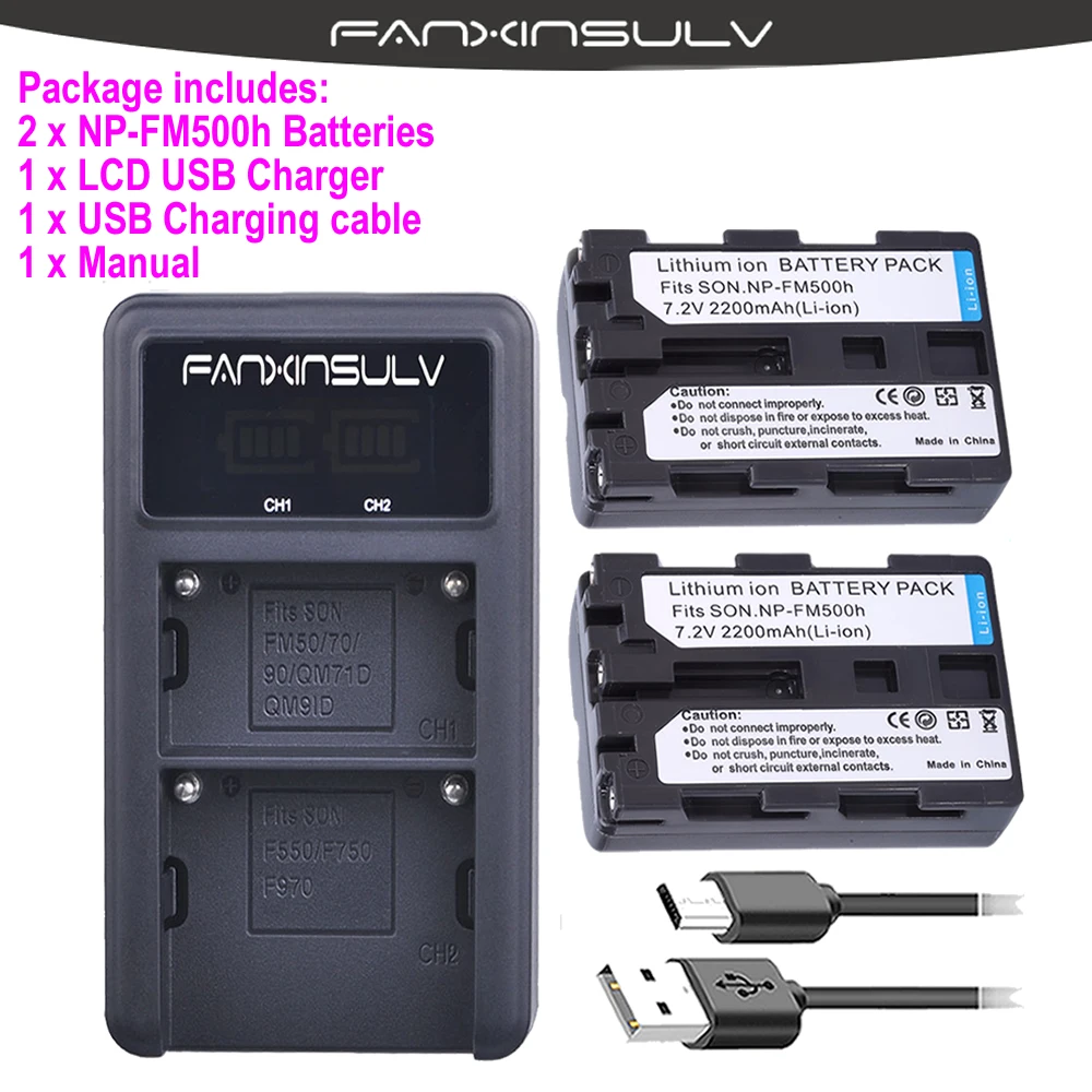 2x2200 mAh 7 2 V NP FM500h батарея + LCD USB двойное зарядное устройство для SONY A77M2 A99 A900 A580 A200 A200K