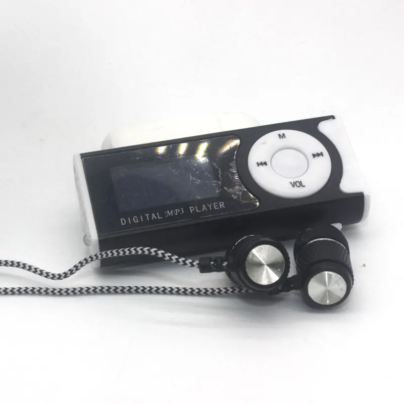 

Metal LCD Screen Mp3 Music Player Portable Clip Mini Mp3 Player with Micro TF/SD Slot + High Quality Headphones + USB Cable