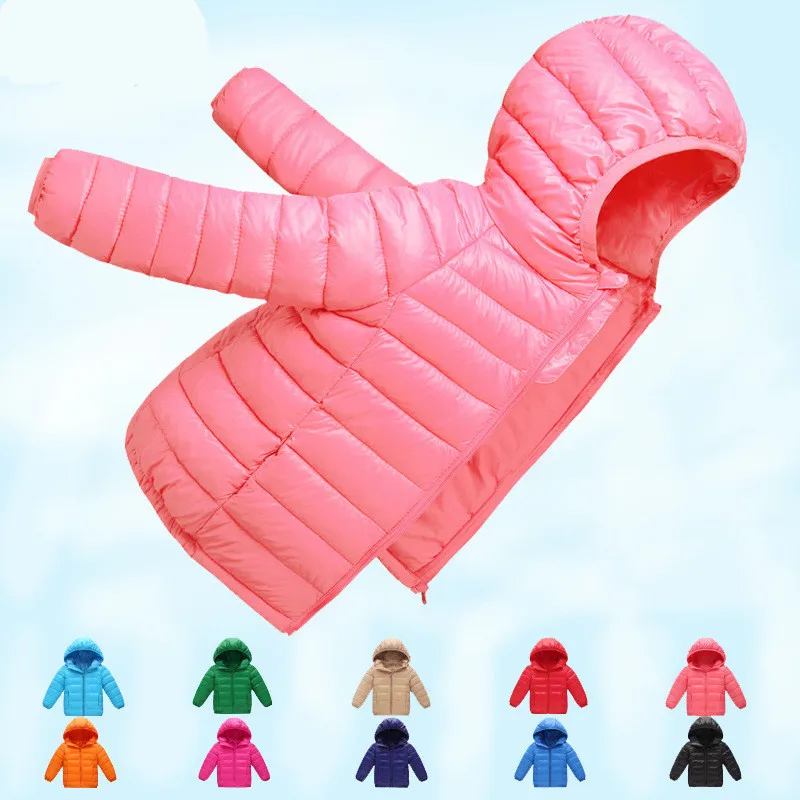 

Children Duck Down Jackets Coats Girls Light Down Feather Jacket Kids Down Hooded Outerwear Coats Autumn Winter
