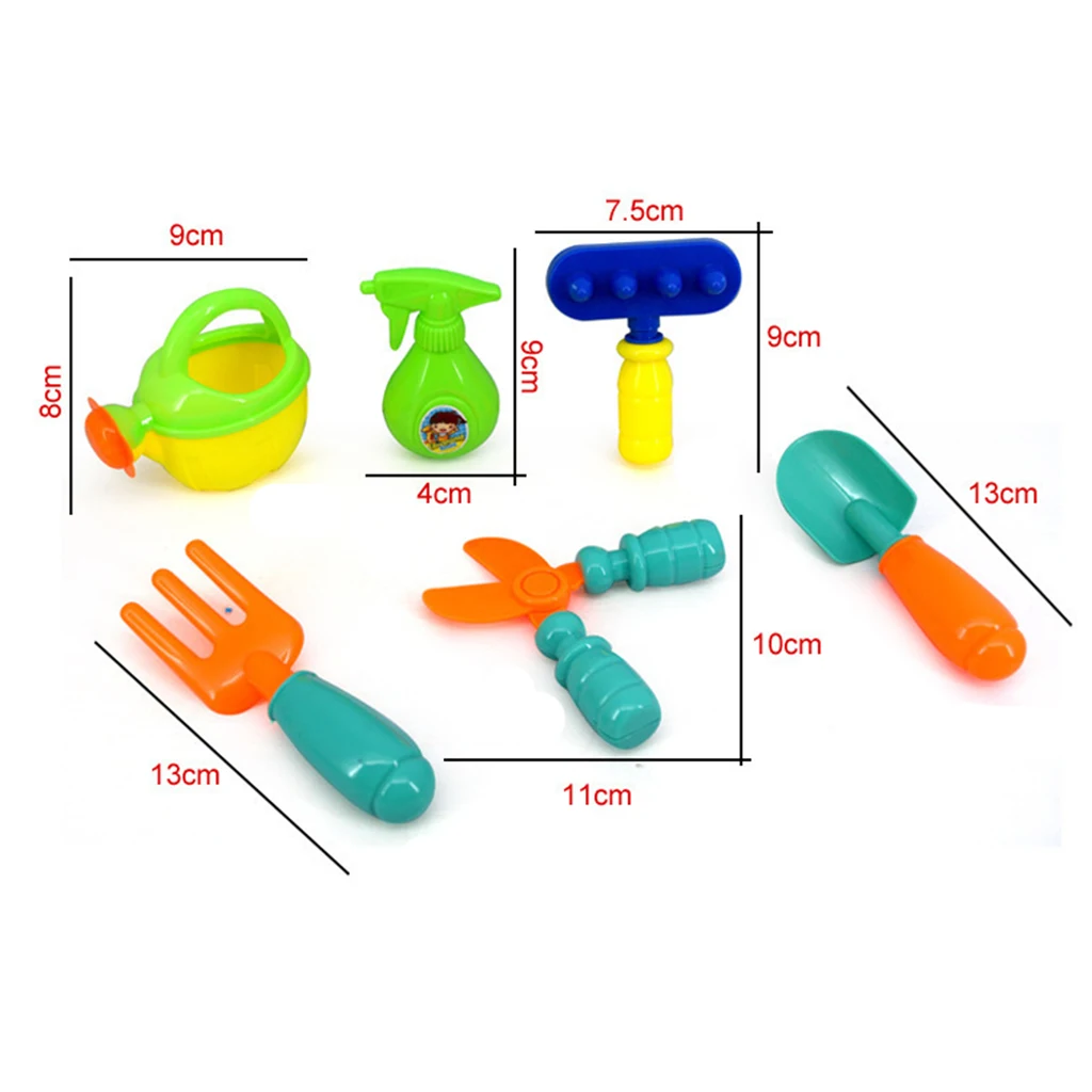 9 pcs Plastic Garden Toys Kids Tool Set Garden Play Toy Gardening Pretend Tools For Children Rake  Water Can And Pots