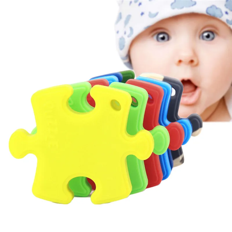 Jigsaw Puzzle shaped Food Grade Silicone Teething Toy Baby Teether