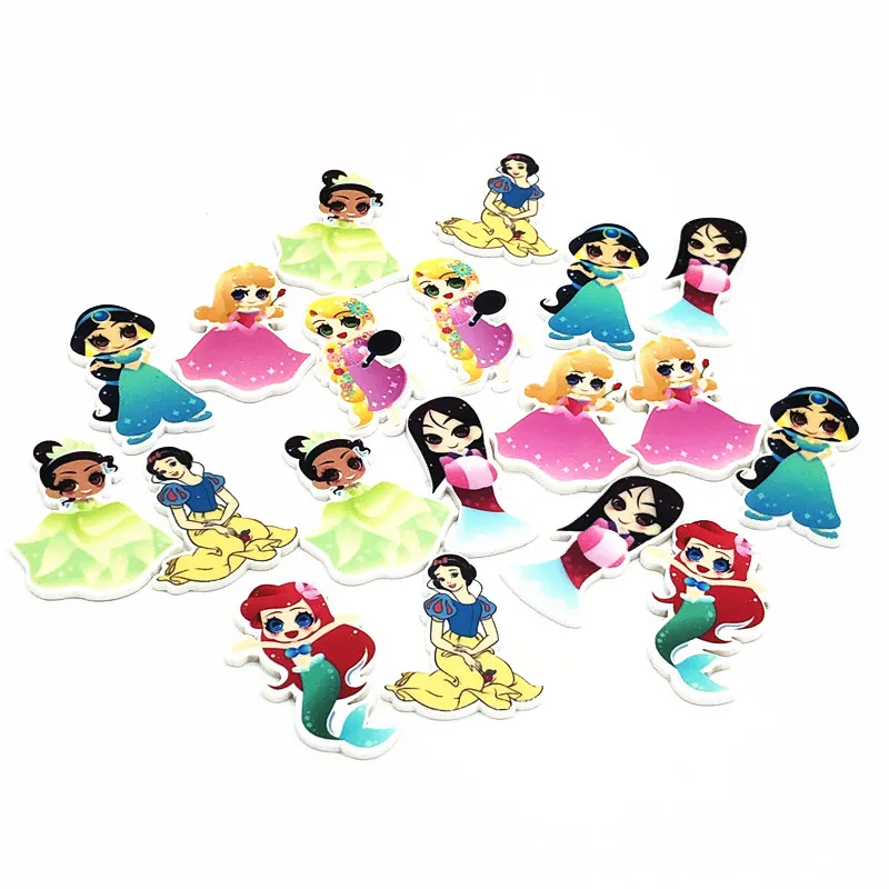 

20Pcs/lot Cute Cartoon Mix Princess Flatback Resin DIY Cabochons Kawaii Planar Acrylic Cartoon Character Charms