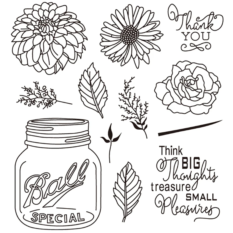 

AZSG Flowers and Bottles Silicone Clear Stamps/Seal For DIY Scrapbooking Decorative Card Making Craft Fun Decoration Supplies