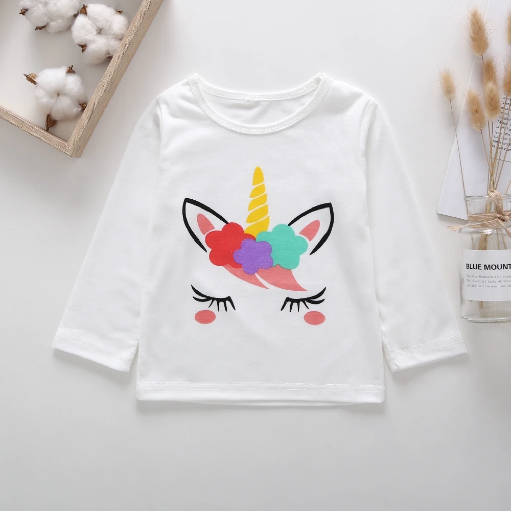 

Stylish Unicorn Print Long-sleeve T-shirt in White for Baby Girl