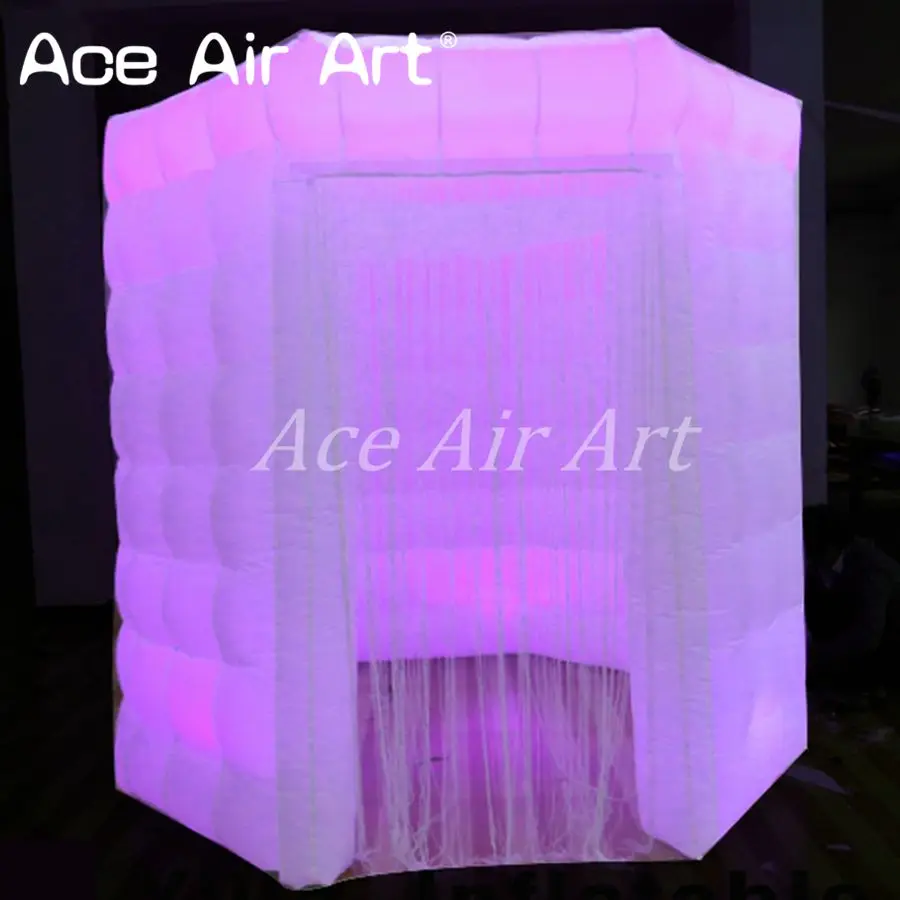 

Octagon led lighting child toy inflatable photo booth props,backdrop with removable filamentous curtains for bar or school