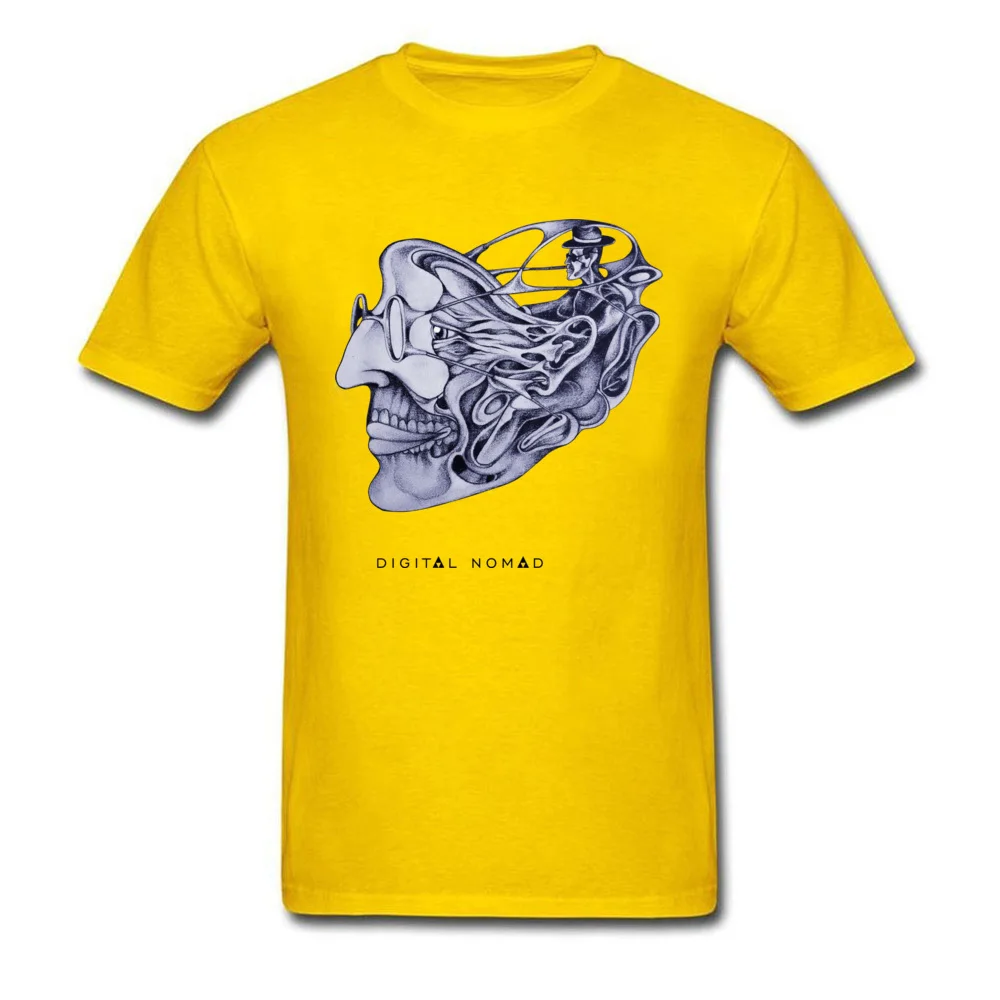 Brand DigitalnomadCoder Summer T-shirts O-Neck 100% Cotton Men Tops Tees Short Sleeve NEW YEAR DAY Summer Tee Shirt DigitalnomadCoder yellow
