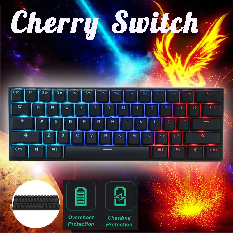 

[Cherry Switch]Obins Anne Pro 2 60% NKRO bluetooth 4.0 Type-C RGB Mechanical Gaming Keyboard Cherry Switch Gaming Keyboard