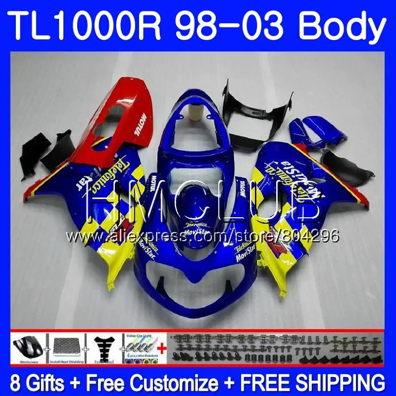 

SRAD For SUZUKI TL 1000 R TL1000R 98 99 00 01 02 03 25HM12 Movistar Blue TL1000 R TL 1000R 1998 1999 2000 2001 2002 2003 Fairing
