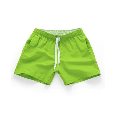 Летние шорты для мужчин и женщин, быстросохнущие шорты для мужчин, повседневные пляжные шорты для мужчин, однотонные шорты с эластичной резинкой на талии, 18 цветов - Цвет: Fluorescent Green
