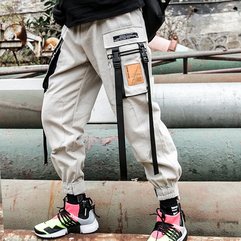 

Dropshipping 2019 Spring High Street Muti Pockets Straps Cargo Mens Joggers