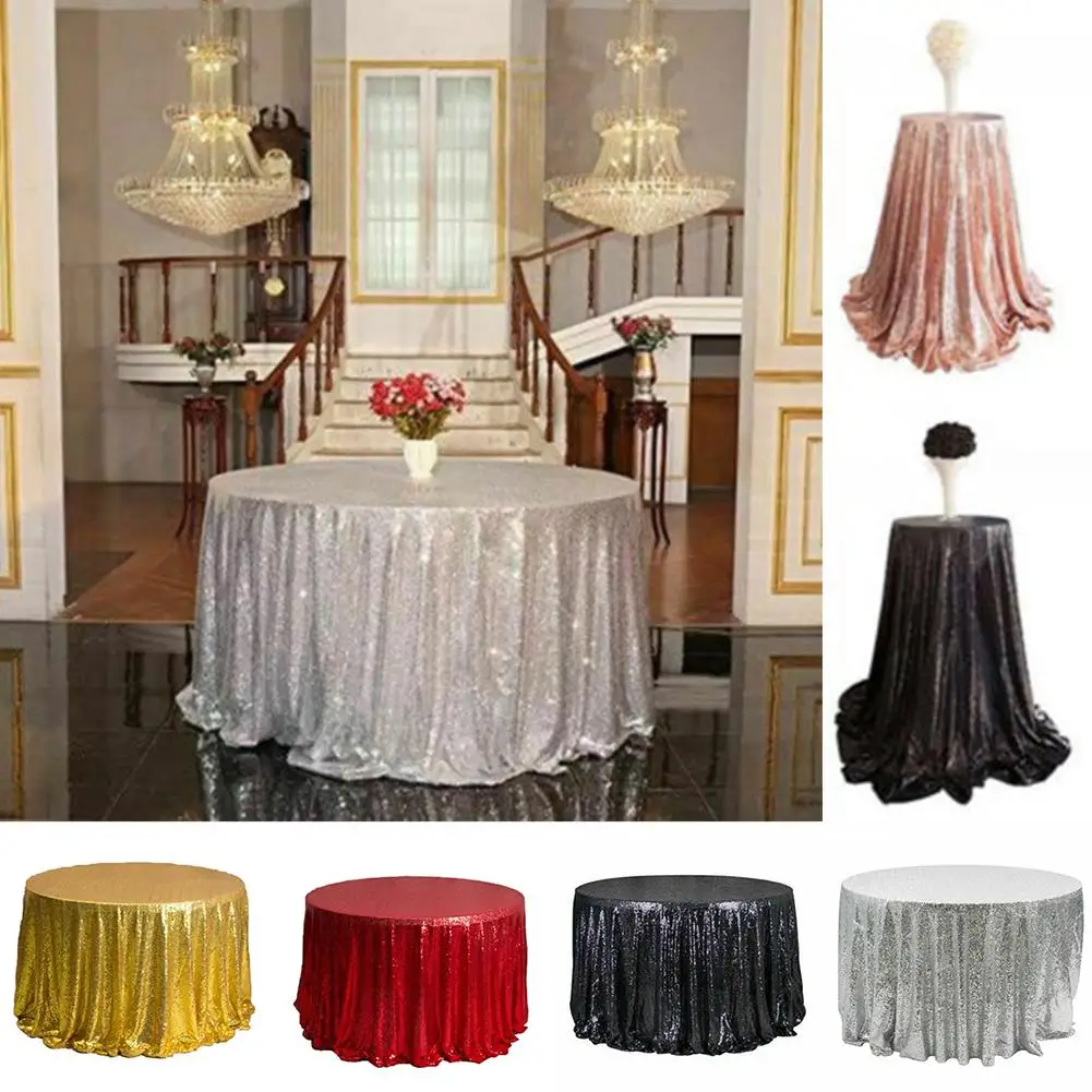 

Glitter Round Sequin Round Table Cloth Cover Overlays Rose Gold Sequin Tablecloth For Wedding Party Decoration Supplies