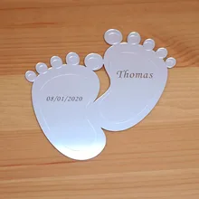 10 шт. 12,5 см* 12 см милый отпечаток пальца на заказ персонализированное Имя Зеркало для нового рождения ребенка акриловые наклейки Babyshower Декор