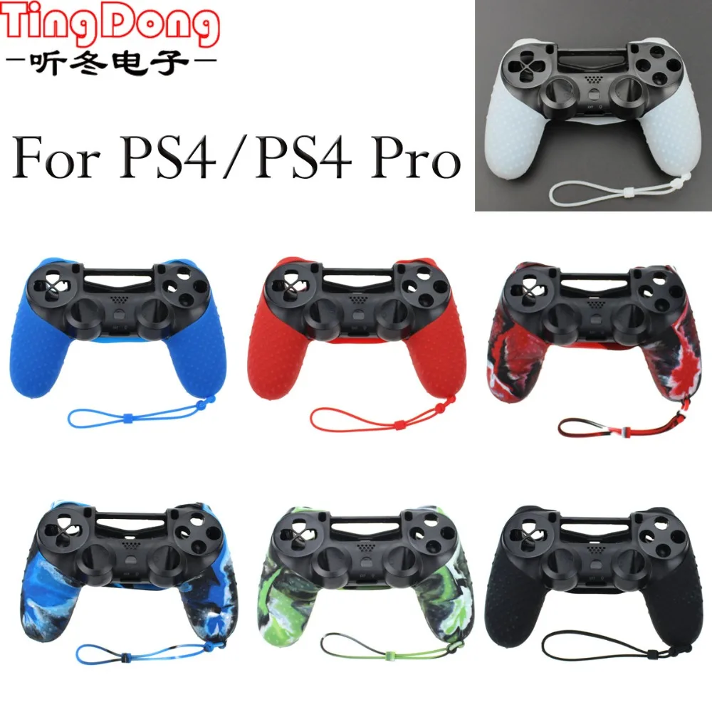 

Silicone Case Cover Skin With Wrist Strap Silicone Rubber Skin Non-slip Grip Cover Case for Sony PS4 Controller With Lanyard New