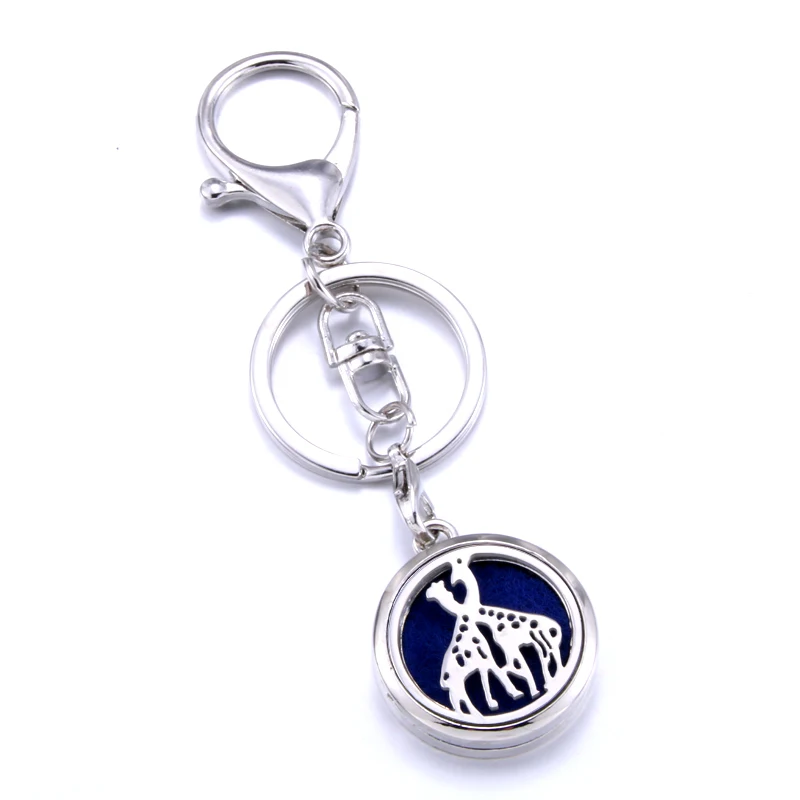 

Aromatherapy keychain stainless steel giraffe pattern perfume diffuser keychain aroma diffuser jewelry suitable for car key