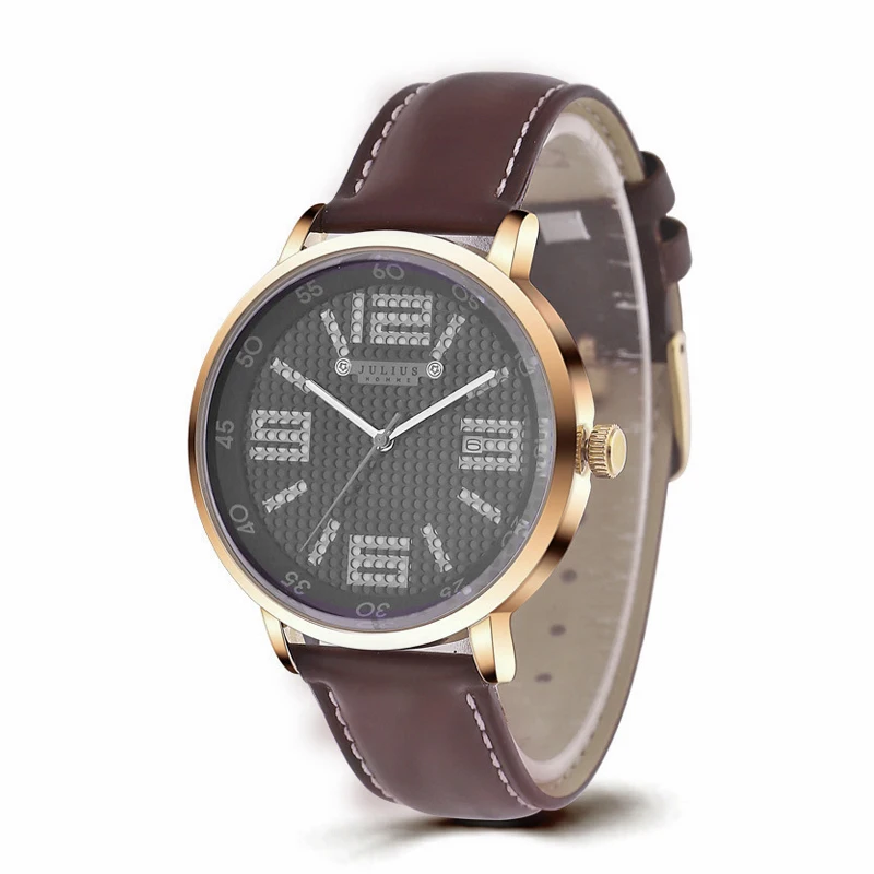 2015 Julius Men s Homme Wrist Watch Quartz Hours Top Fashion Retro Sport Dress Leather Boy