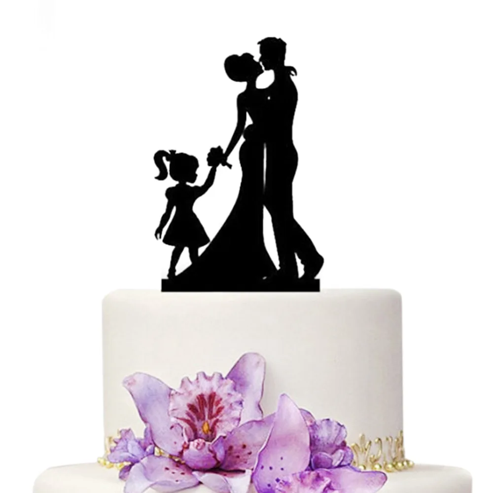 Ledifly DIY Details about Family Bride Groom Child Girl Daughter Silhouette Wedding Cake Topper