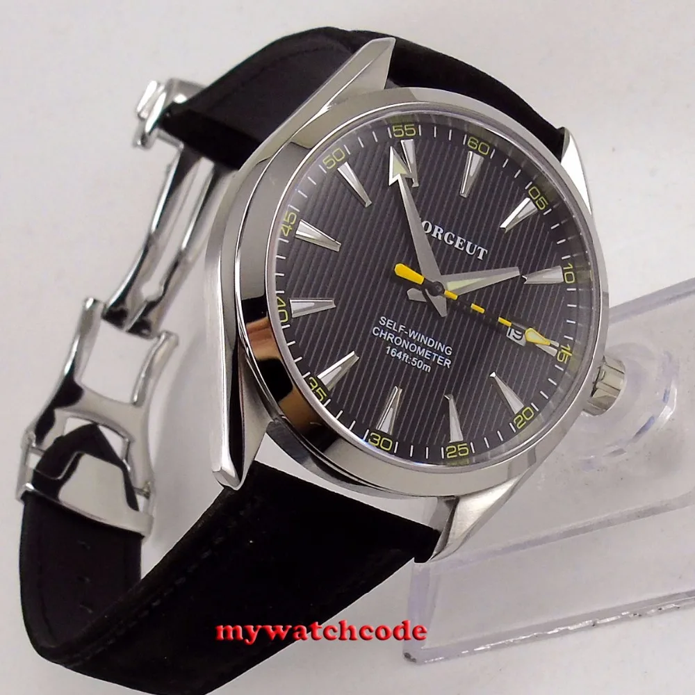 

Polished 41mm Corgeut Black Dial Sapphire Glass ST1612 NH35A Miyota 8215 Automatic Men's Watch C131