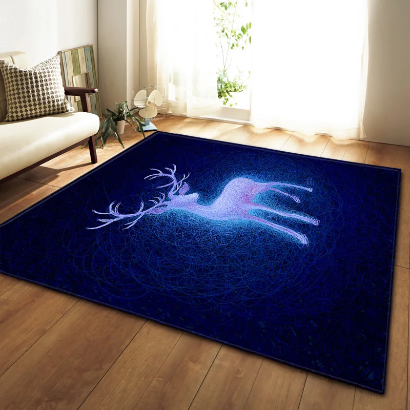 

Nordic Blue style 3D Animal Printed Home Area Rugs Soft Flannel Kids Room Anti-slip Mats Bedroom Decor Carpets for Living Room