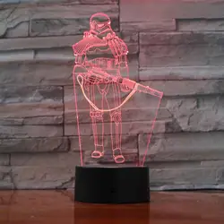 7 цветов изменить 3D визуальный Звездные войны воин светодиодный ночник USB ребенком прикроватная Touch Мода Настольная лампа для Спальня сна