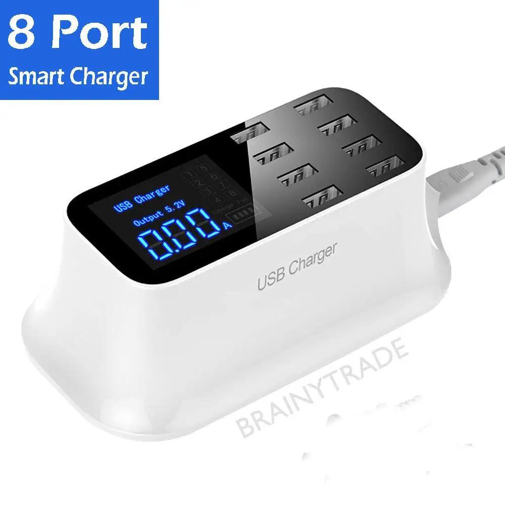 Studyset 8-Порты и разъёмы USB адаптер настольные часы настенные Зарядное устройство Smart светодиодный Дисплей зарядная станция