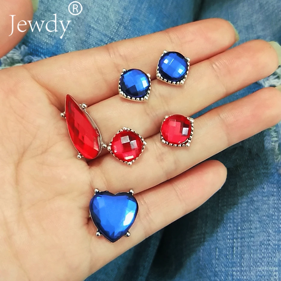 

Vintage Women Red Blue Crystal Heart Earrings Set Mix Boho Stud Earring for Women Jewelry Bohemian Wedding Party Gifts 2019 New