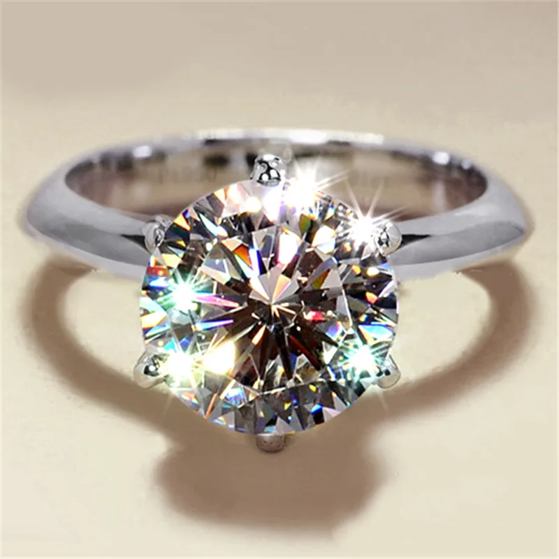 Кольцо Solitaire, настоящее 925 пробы, серебро, 1ct, AAAAA, Sona, циркон, cz, обручальное кольцо, кольца для женщин, свадебные, массивные, вечерние, ювелирные изделия