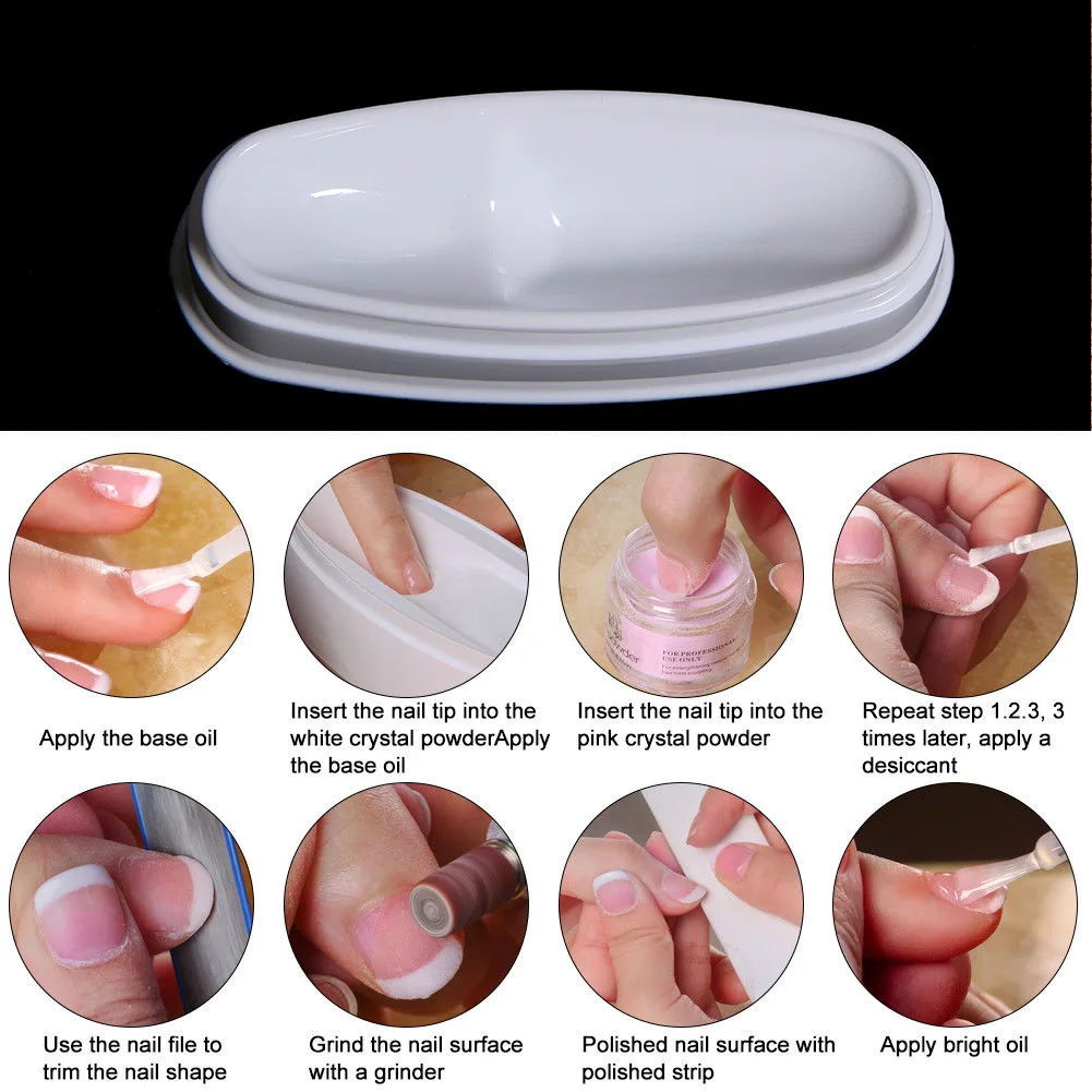 

1PC Fashion White Nail Dipping Powder French Tray Manicure Mould Nail Dip Container nail Container for Manicure Tool