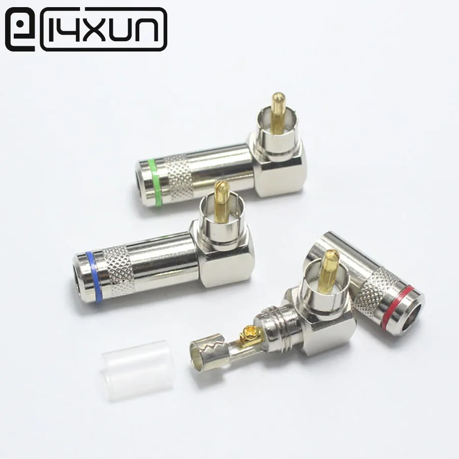 EClyxun 1 шт. новый высококачественный позолоченный штекер RCA под прямым углом аудио