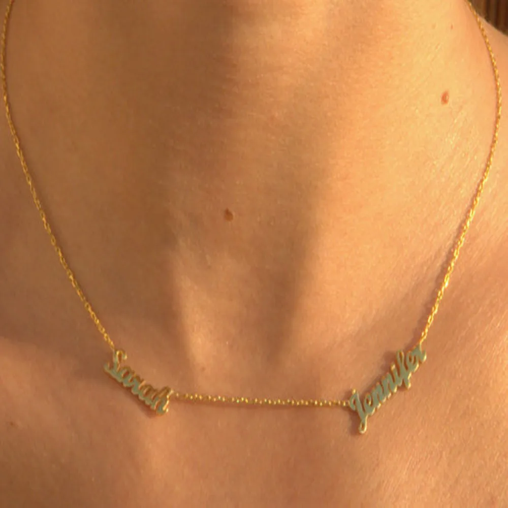 

Custom Double Names Pendant Necklace Summer Style Custom Choker Gold color Personalized Collares Necklaces for Women Hot Sale