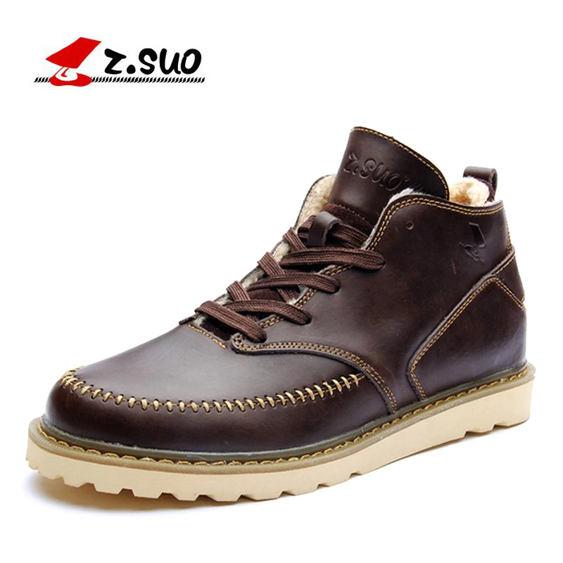 

ZSUO 2018 winter warm boots men fashion plush lining snow boots Casual flat ankle boots high quality black winter shoes men
