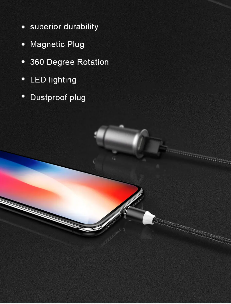 NOHON For iphone Magnetic Cable  Micro USB Type C Magnet Charge For iPhone XS MAX XR X 8 7 Samsung S8 S9 S7 S6 Charging Cable 2M (7)