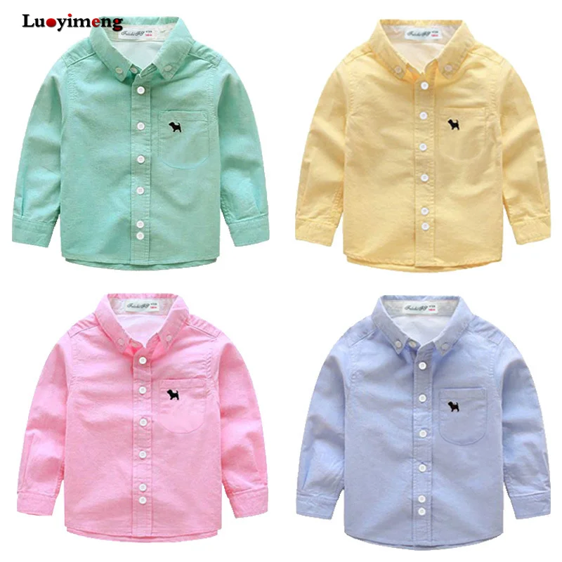 

Autumn 2-8 Years Children Boys Shirts Cotton Solid Long Sleeve Tops and Tees Baby Kids Clothes Children's School Shirts For Boys