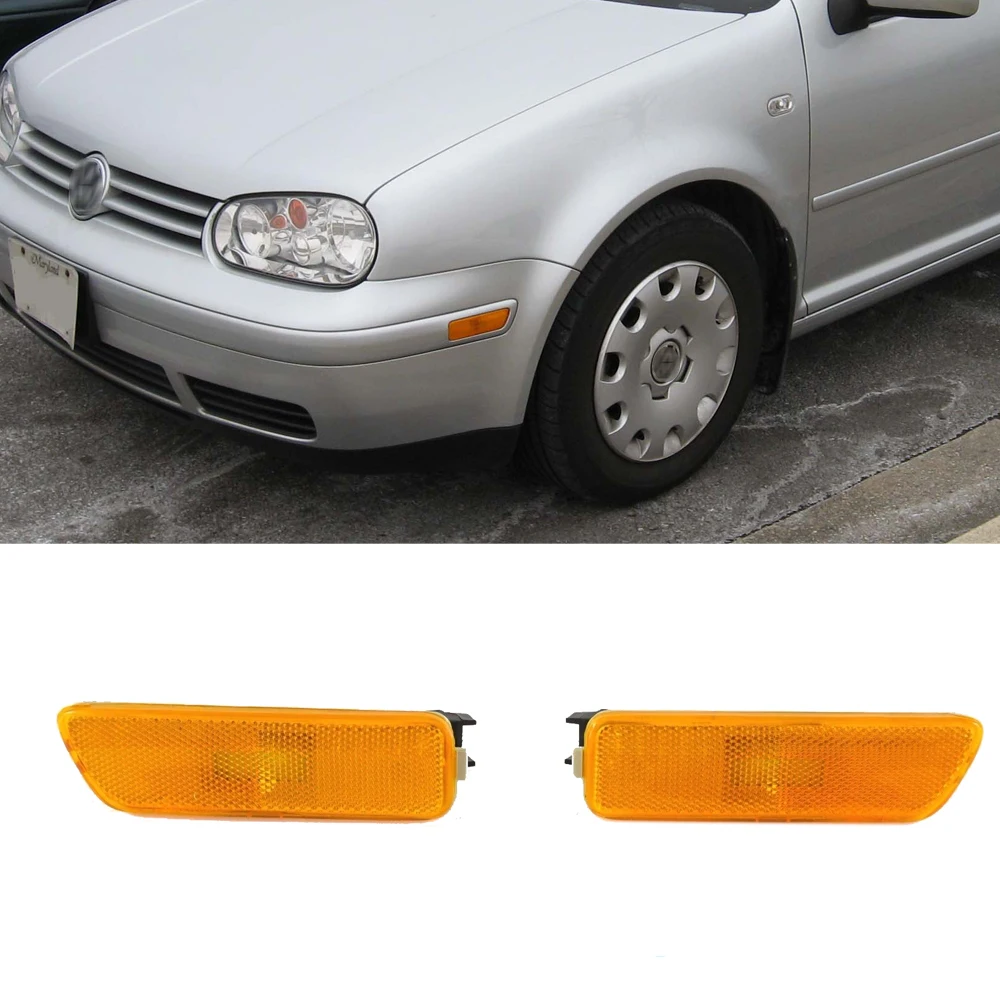 RH & LH Yellow Grey Front Bumper Reflector Side Marker Lights For 1999
