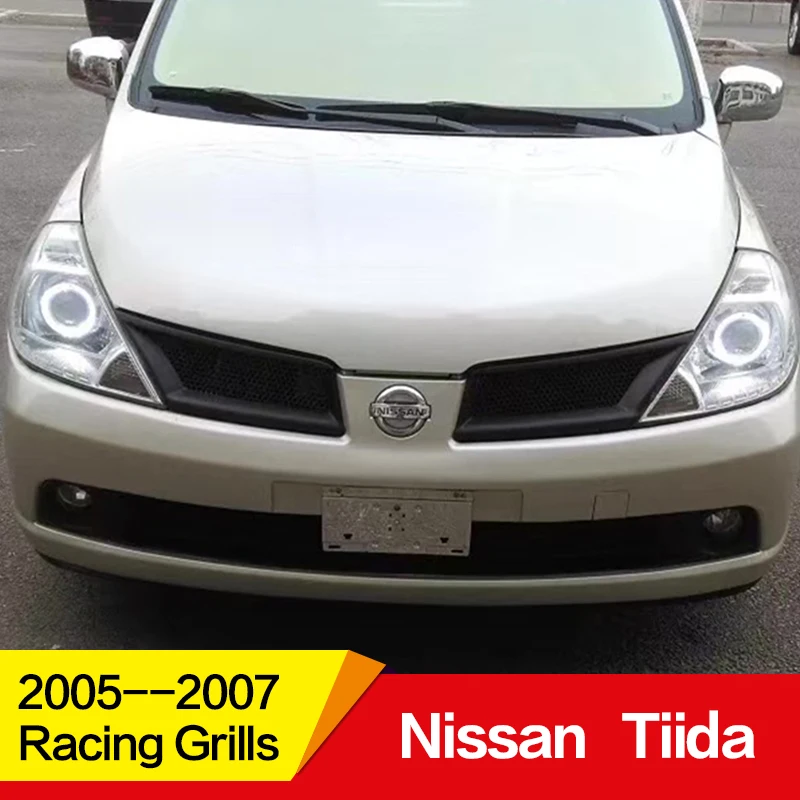 

Use for Nissan Tiida Racing Grills 2005 06 07 Year carbon fibre Refitt Front Center Racing Grille Cover accessorie no car logo