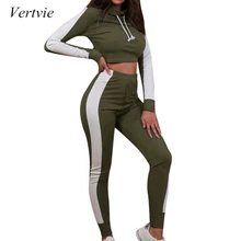 Vertvie, Женский комплект для фитнеса, йоги, спортзала, спорта, бега, с капюшоном, спортивный костюм для бега, спортивный костюм с высокой талией, одежда для тренировок, футболка+ штаны