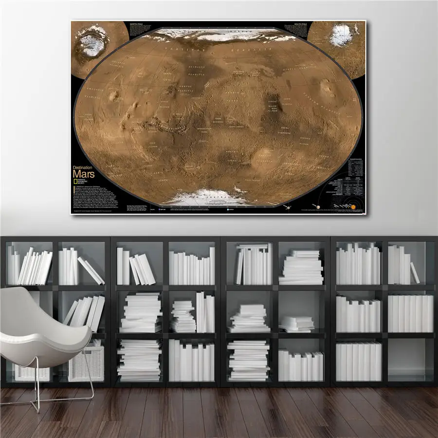 

Destination Mars Map Canvas Print Poster Wall Sticker Detailed Illustration Specific Explanation Home Decor Learning Education