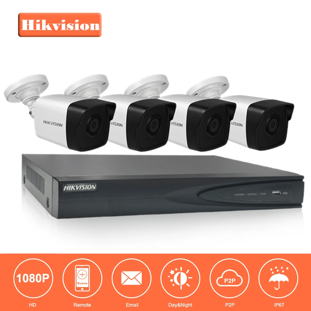 

Hikvision 4CH NVR KIT CCTV System Record 5MP PoE IP Camera P2P Waterproof Outdoor IR Night Vision Video Surveillance KIT