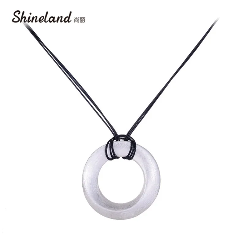 

Shineland 2019 Fashion Party Pendant Necklace Gold Silver Color Circle Alloy Long Roper Chain Steampunk Necklace For Women
