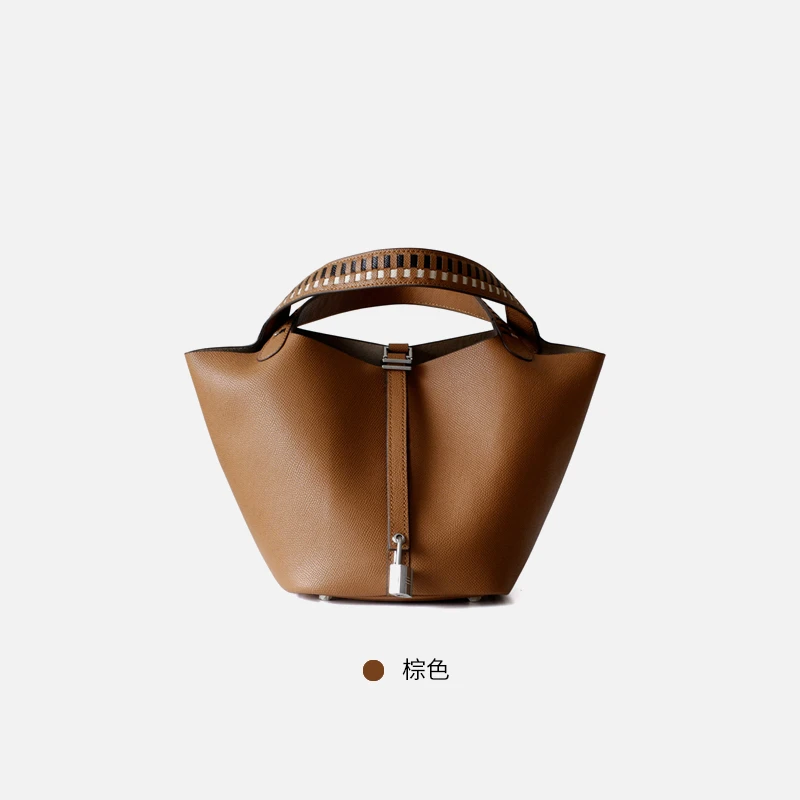 

Camelia Bucket Bag Genuine Cow Leather Celebrity Handbag