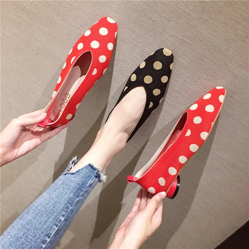

Shallow Mouth Nurse Shoes Autumn Square Toe 2019 Fashion Women's Flats Shoess Nursing Fall Brand Dress Knitting Casual Woman