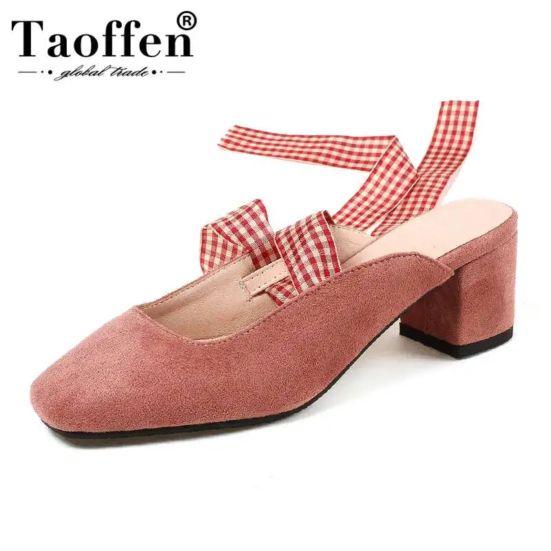 

TAOFFEN Teens Cross Strap Bowknot Spring Summer Shoes Women Party Dancing Wedding Sandals Daily Sweet High Heel Shoes Size 31-44