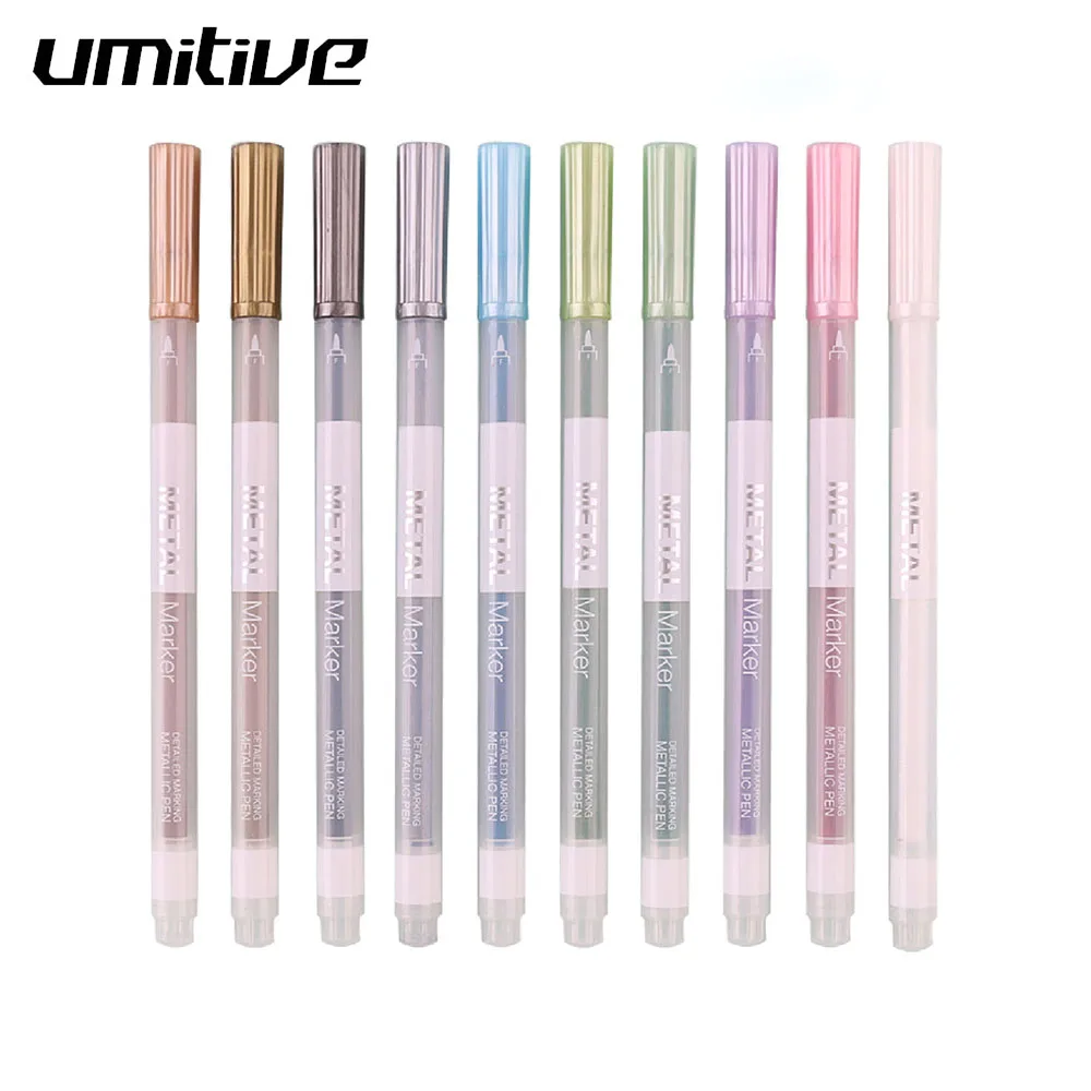 

Umitive 10 Colors Water Based Metal Marker Pen DIY Album Diary Marking For Manga Drawing Markers Coloring Books Art Supplies