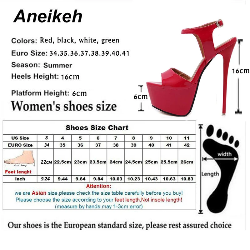 Aneikeh Big Shoe Size 41 42 43 44 45 46 16CM High Heels Sandals Summer Sexy Open Toe Party Dress Platform Gladiator Women Shoes women sandals,women high heels