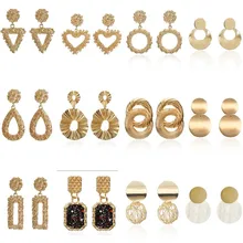 Серьги горячие модные массивные серьги для женщин простой дизайн панк металлические Золотые Ювелирные серьги оптом