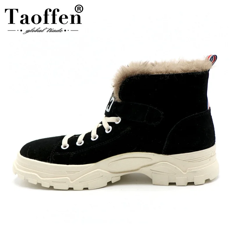 

Taoffen Winter Ankel Boots Women Warm Plush Lace Up Shoes Thick Sole Platform Outdoor Snow Boots Women Footwear Size 34-39