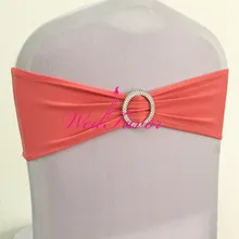 WedFavor 100 шт Коралловая лайкра стрейч на стул галстуки-бабочки эластичная Подвязка из спандекса для стула ленты с пластиковой круглой пряжкой для свадьбы