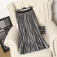 Новая бархатная плиссированная юбка женская Однотонная юбка для девочек 8SK023