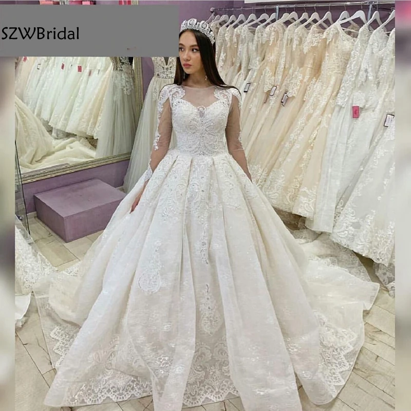 Новое поступление с длинным рукавом свадебные платья 2019 Vestido de noiva бальное платье свадебное платье плюс размеры casamento подвенечные свадебные